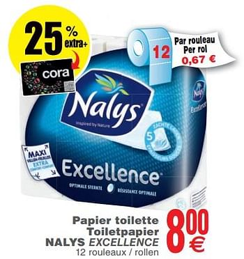 Promoties Papier toilette toiletpapier nalys excellence - Nalys - Geldig van 11/06/2019 tot 17/06/2019 bij Cora