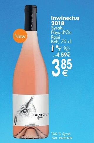 Promoties Inwinectus 2018 syrah pays d`oc rosé igp - Rosé wijnen - Geldig van 11/06/2019 tot 17/06/2019 bij Cora