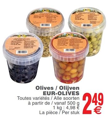 Promoties Olives - olijven eur-olives - Eur-Olives - Geldig van 11/06/2019 tot 17/06/2019 bij Cora