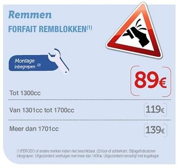 Promoties Forfait remblokken - Huismerk - Auto 5  - Geldig van 11/06/2019 tot 10/07/2019 bij Auto 5