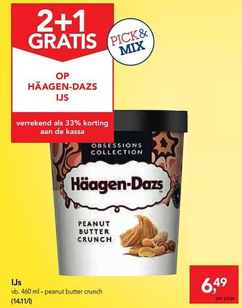 Promoties Ijs peanut butter crunch - Haagen-Dazs - Geldig van 19/06/2019 tot 02/07/2019 bij Makro