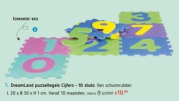 Promoties Dreamland puzzeltegels cijfers - Huismerk - Dreamland - Geldig van 13/06/2019 tot 13/07/2019 bij Dreamland