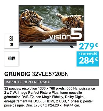 Promotions Grundig 32vle5720bn - Grundig - Valide de 01/06/2019 à 30/09/2019 chez Copra
