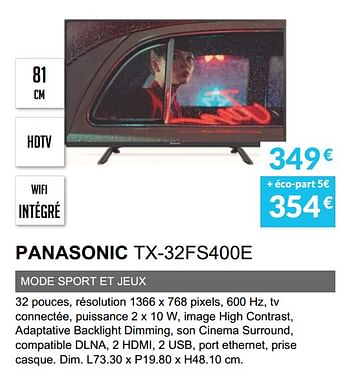 Promotions Panasonic tx-32fs400e - Panasonic - Valide de 01/06/2019 à 30/09/2019 chez Copra