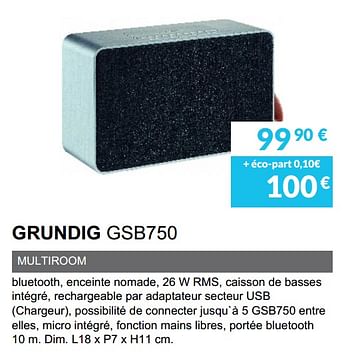 Promotions Grundig gsb750 - Grundig - Valide de 01/06/2019 à 30/09/2019 chez Copra