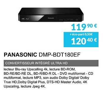 Promotions Panasonic dmp-bdt180ef - Panasonic - Valide de 01/06/2019 à 30/09/2019 chez Copra