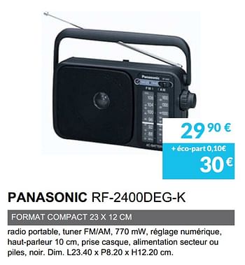 Promotions Panasonic rf-2400deg-k - Panasonic - Valide de 01/06/2019 à 30/09/2019 chez Copra