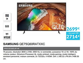 Promoties Samsung qe75q60ratxxc - Samsung - Geldig van 01/06/2019 tot 30/09/2019 bij Copra
