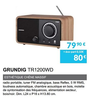 Promotions Grundig tr1200wd - Grundig - Valide de 01/06/2019 à 30/09/2019 chez Copra
