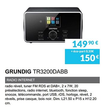Promotions Grundig tr3200dabb - Grundig - Valide de 01/06/2019 à 30/09/2019 chez Copra
