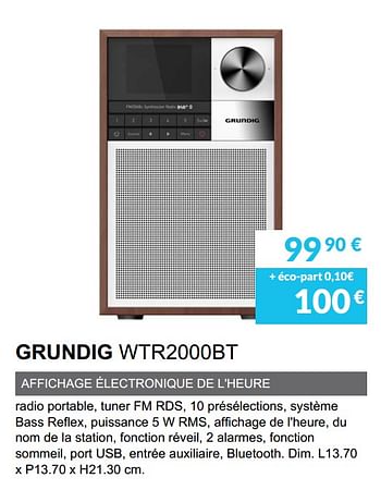 Promotions Grundig wtr2000bt - Grundig - Valide de 01/06/2019 à 30/09/2019 chez Copra