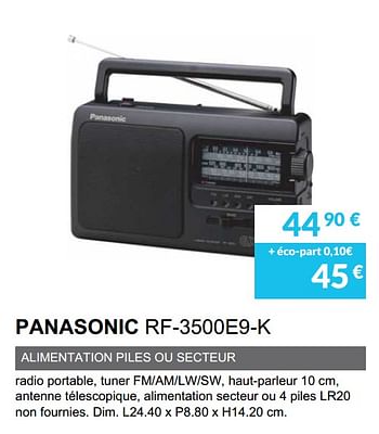 Promotions Panasonic rf-3500e9-k - Panasonic - Valide de 01/06/2019 à 30/09/2019 chez Copra