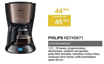Promoties Cafetiëre philips hd7459-71 - Philips - Geldig van 02/06/2019 tot 30/09/2019 bij Copra