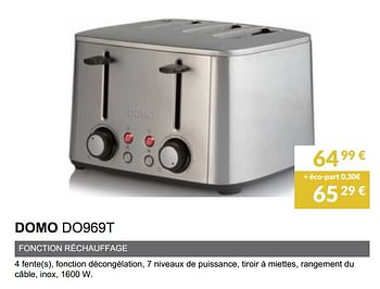 Promoties Toaster domo do969t - Domo elektro - Geldig van 02/06/2019 tot 30/09/2019 bij Copra