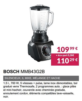 Promotions Blender bosch mmb43g2b - Bosch - Valide de 02/06/2019 à 30/09/2019 chez Copra