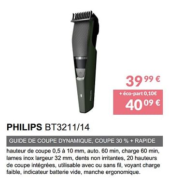 Promotions Tondeuse barbe philips bt3211-14 - Philips - Valide de 02/06/2019 à 30/09/2019 chez Copra