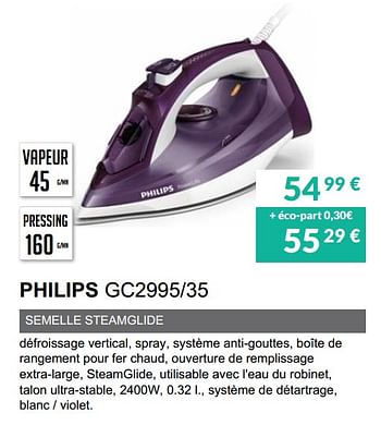 Promotions Fer vapeur philips gc2995-35 - Philips - Valide de 02/06/2019 à 30/09/2019 chez Copra