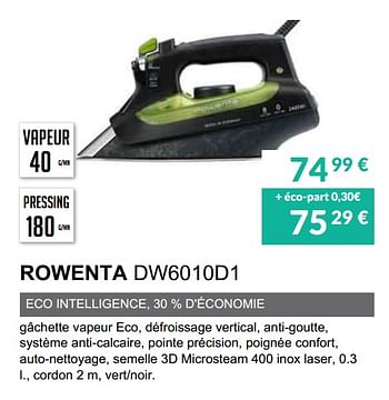 Promotions Fer vapeur rowenta dw6010d1 - Rowenta - Valide de 02/06/2019 à 30/09/2019 chez Copra