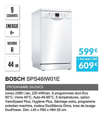 Promotions Lave-vaisselle bosch sps46iw01e - Bosch - Valide de 03/06/2019 à 30/09/2019 chez Copra