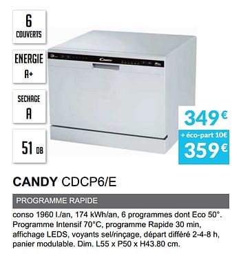 Promoties Lave-vaisselle candy cdcp6-e - Candy - Geldig van 03/06/2019 tot 30/09/2019 bij Copra