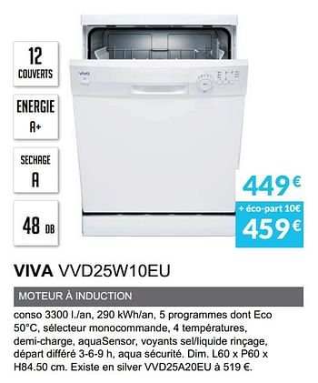 Promoties Lave-vaisselle viva vvd25w10eu - Viva - Geldig van 03/06/2019 tot 30/09/2019 bij Copra