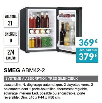 Promotions Refrigerateur smeg abm42-2 - Smeg - Valide de 03/06/2019 à 30/09/2019 chez Copra