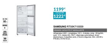 Promoties Rèfrigèrateur 2 portes samsung rt58k7100s9 - Samsung - Geldig van 03/06/2019 tot 30/09/2019 bij Copra