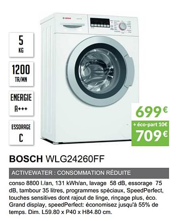 Promoties Lave-linge hublot bosch wlg24260ff - Bosch - Geldig van 03/06/2019 tot 30/09/2019 bij Copra