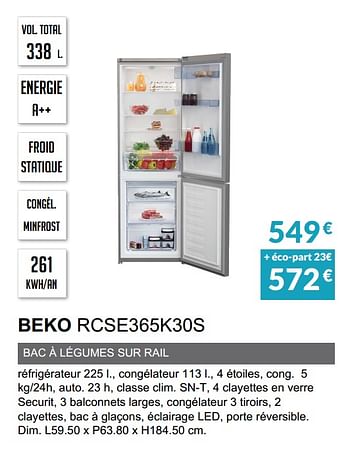 Promoties Rèfrigèrateur combinè beko rcse365k30s - Beko - Geldig van 03/06/2019 tot 30/09/2019 bij Copra