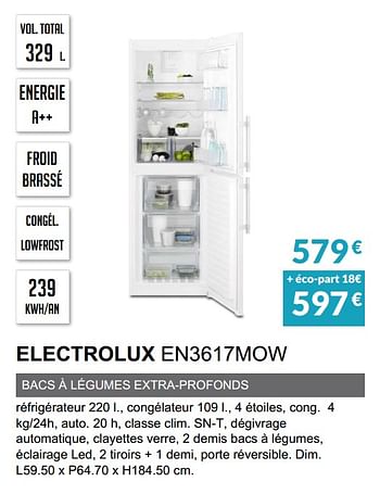 Promotions Rèfrigèrateur combinè electrolux en3617mow - Electrolux - Valide de 03/06/2019 à 30/09/2019 chez Copra