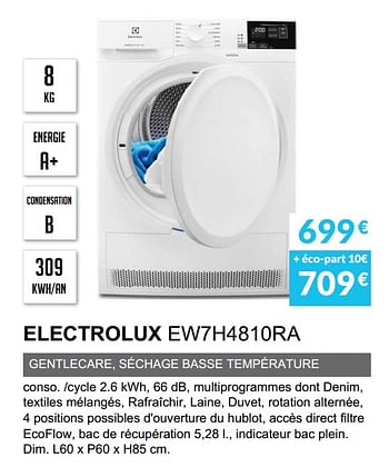 Promotions Seche-linge pompe a chaleur electrolux ew7h4810ra - Electrolux - Valide de 03/06/2019 à 30/09/2019 chez Copra