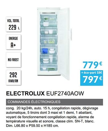 Promoties Congèlateur armoire electrolux euf2740aow - Electrolux - Geldig van 03/06/2019 tot 30/09/2019 bij Copra