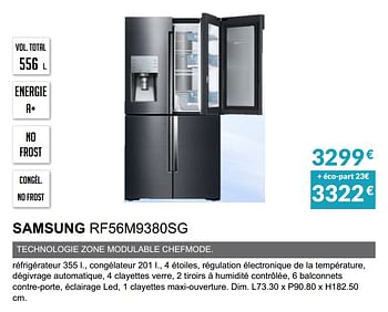 Promoties Rèfrigèrateur multiportes samsung rf56m9380sg - Samsung - Geldig van 03/06/2019 tot 30/09/2019 bij Copra