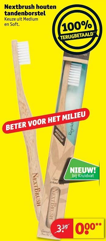 Promoties Nextbrush houten tandenborstel - Nextbrush - Geldig van 11/06/2019 tot 16/06/2019 bij Kruidvat