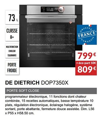 Promoties Four pyrolyse de dietrich dop7350x - Huismerk - Copra - Geldig van 03/06/2019 tot 30/09/2019 bij Copra
