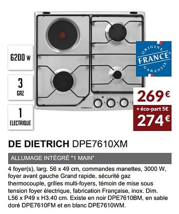 Promotions Table gaz et mixte de dietrich dpe7610xm - Produit Maison - Copra - Valide de 03/06/2019 à 30/09/2019 chez Copra