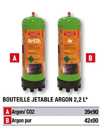 Promotions Bouteille jetable argon - Produit Maison - Brico Depot - Valide de 01/04/2019 à 31/12/2019 chez Brico Depot