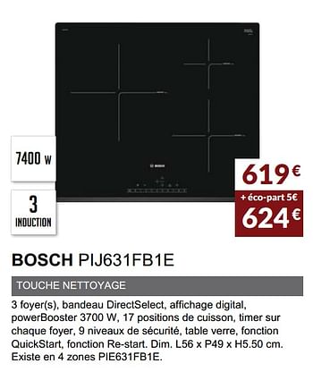Promoties Table induction bosch pij631fb1e - Bosch - Geldig van 03/06/2019 tot 30/09/2019 bij Copra