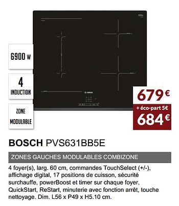 Promoties Table induction bosch pvs631bb5e - Bosch - Geldig van 03/06/2019 tot 30/09/2019 bij Copra