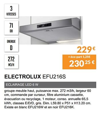 HOTTE ELECTROLUX EFU216S
