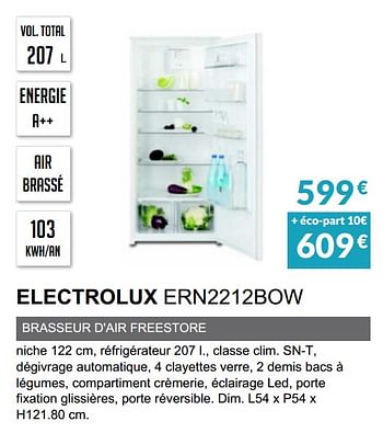 Promotions Rèfrigèrateur intègrable electrolux ern2212bow - Electrolux - Valide de 03/06/2019 à 30/09/2019 chez Copra