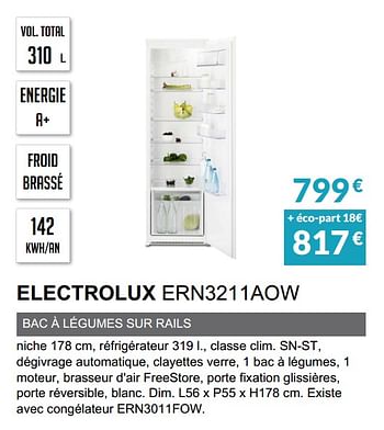 Promotions Rèfrigèrateur intègrable electrolux ern3211aow - Electrolux - Valide de 03/06/2019 à 30/09/2019 chez Copra
