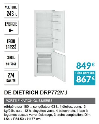 Promoties Rèfrigèrateur intègrable de dietrich drp772mj - De Dietrich - Geldig van 03/06/2019 tot 30/09/2019 bij Copra