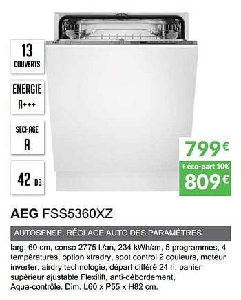 Promotions Lave-vaisselle tout intègrable aeg fss5360xz - AEG - Valide de 03/06/2019 à 30/09/2019 chez Copra