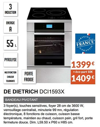Promotions Cuisiniëre vitrocèramique et induction de dietrich dci1593x - De Dietrich - Valide de 03/06/2019 à 30/09/2019 chez Copra