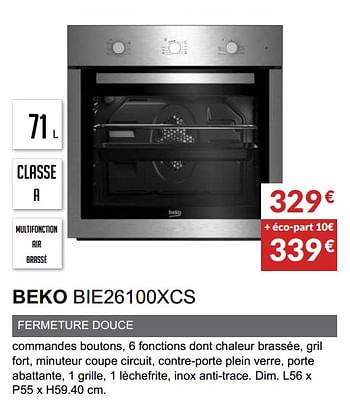 Promotions Four catalyse beko bie26100xcs - Beko - Valide de 03/06/2019 à 30/09/2019 chez Copra