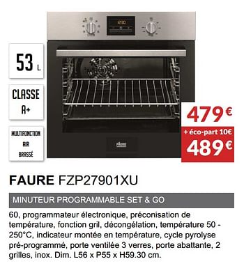 Promoties Four ecoclean et pyrolyse faure fzp27901xu - Faure - Geldig van 03/06/2019 tot 30/09/2019 bij Copra