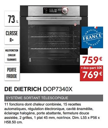 Promotions Four pyrolyse de dietrich dop7340x - De Dietrich - Valide de 03/06/2019 à 30/09/2019 chez Copra