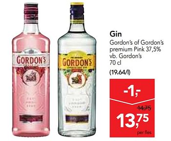 Promoties Gin gordon`s of gordon`s premium pink 37,5% - Gordon's - Geldig van 19/06/2019 tot 02/07/2019 bij Makro