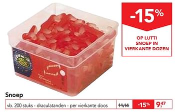 Promoties Snoep draculatanden - per vierkante doos - Lutti - Geldig van 19/06/2019 tot 02/07/2019 bij Makro